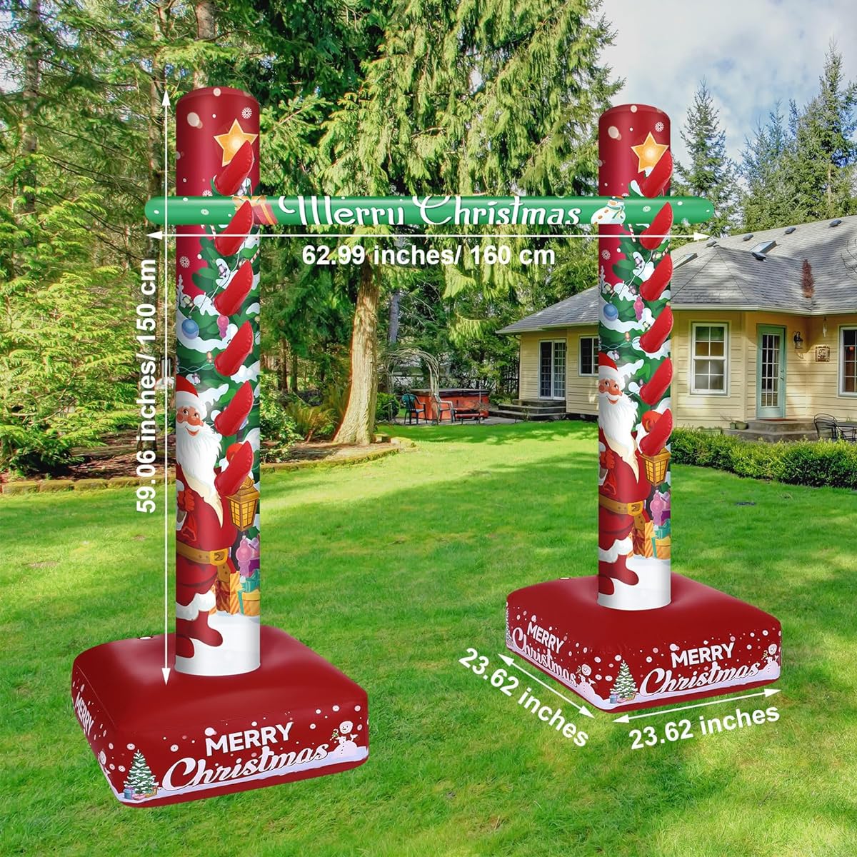 Jenaai Christmas Inflatable Limbo Game Christmas Party Games Fun Limbo Sticks Limbo Pole for Parties Kids Adults Birthday Indoor Outdoor Beach Pool Activity Christmas Party Decorations