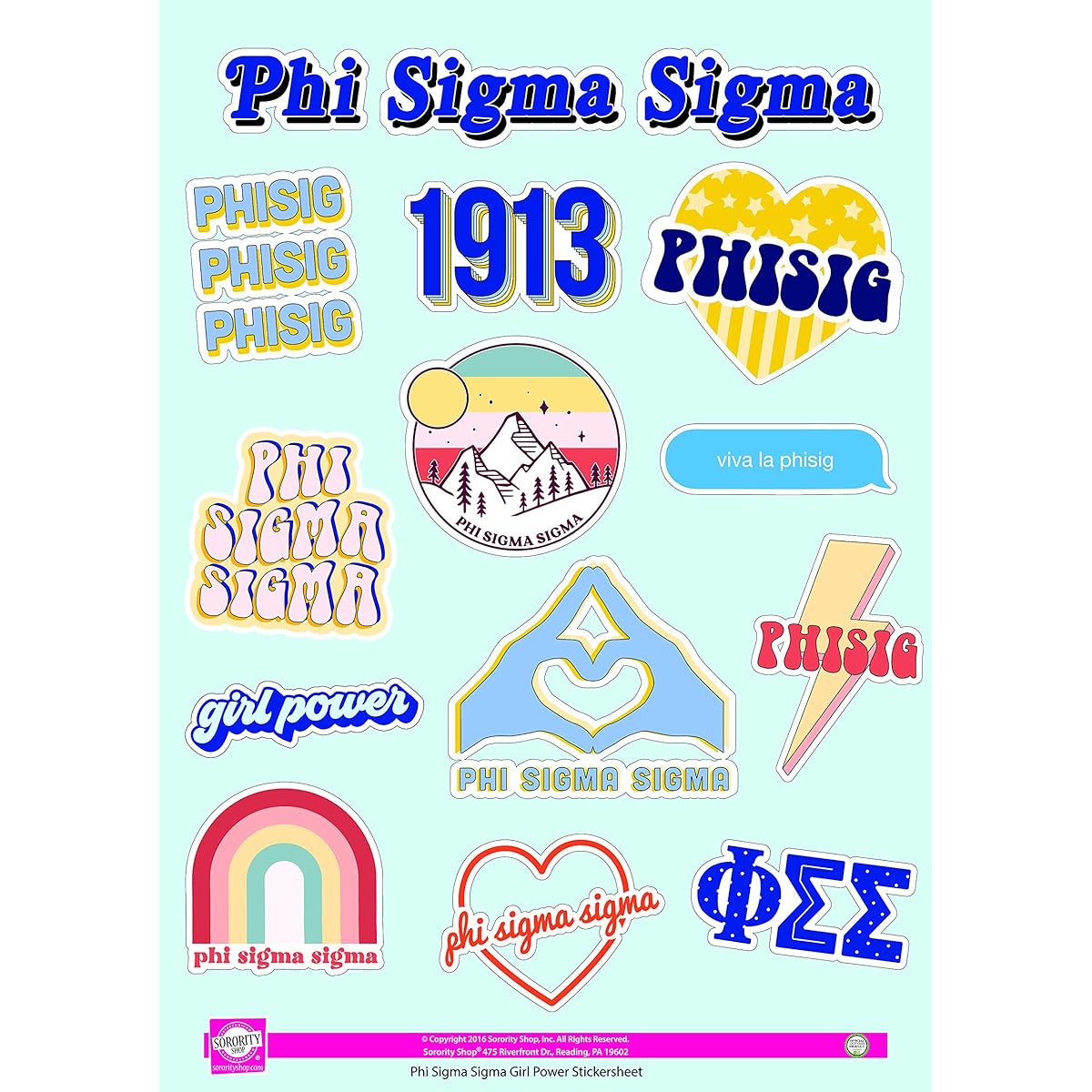 Phi Sigma Sigma Sticker Sheet Girl Power