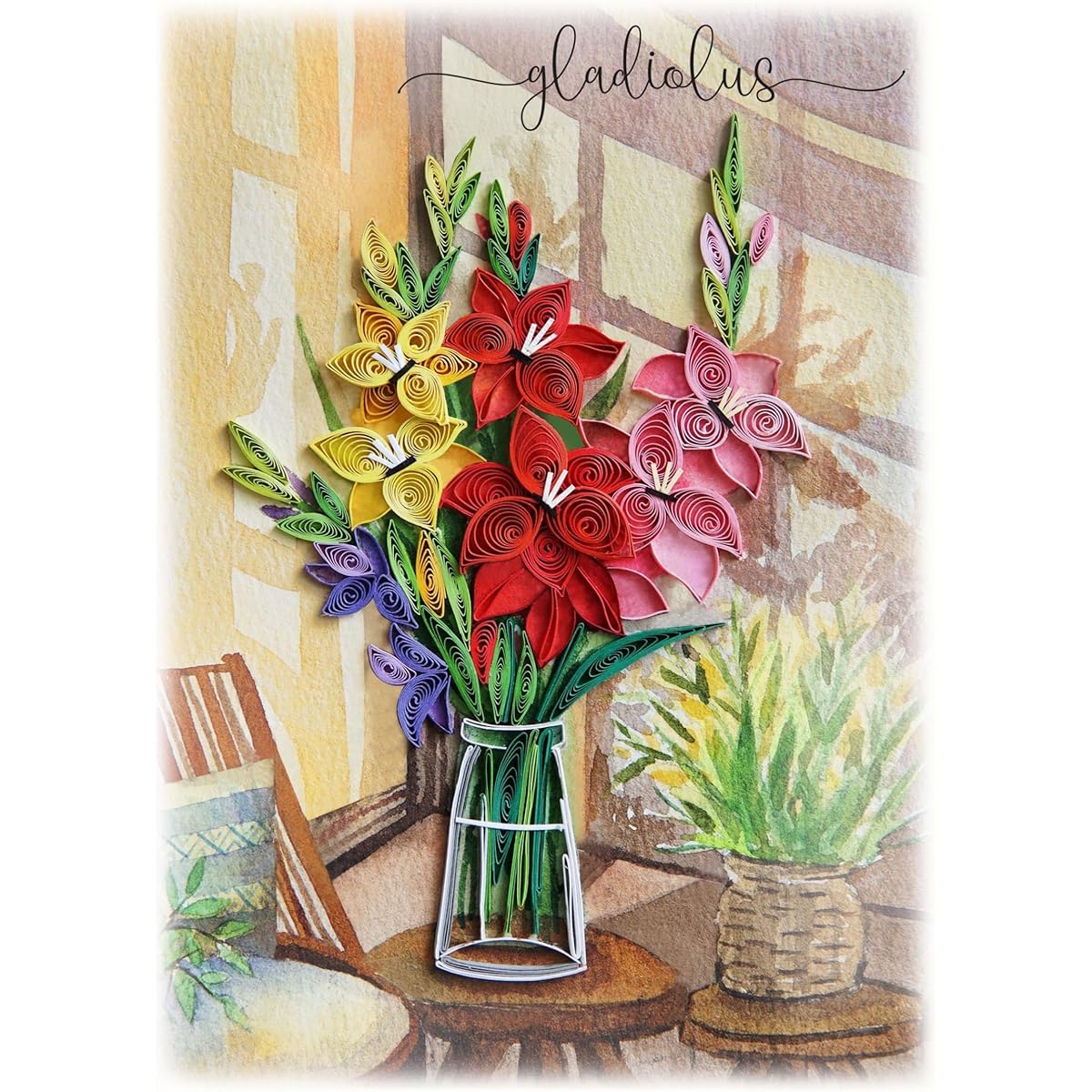 TUMYBee Happy Mother's Day Card Gladiolus Killing Floral Card Birthday Anniversary Birth Flower Mom Woman Daughter Grandmother 12 Months Flower Card (Gladiolus)