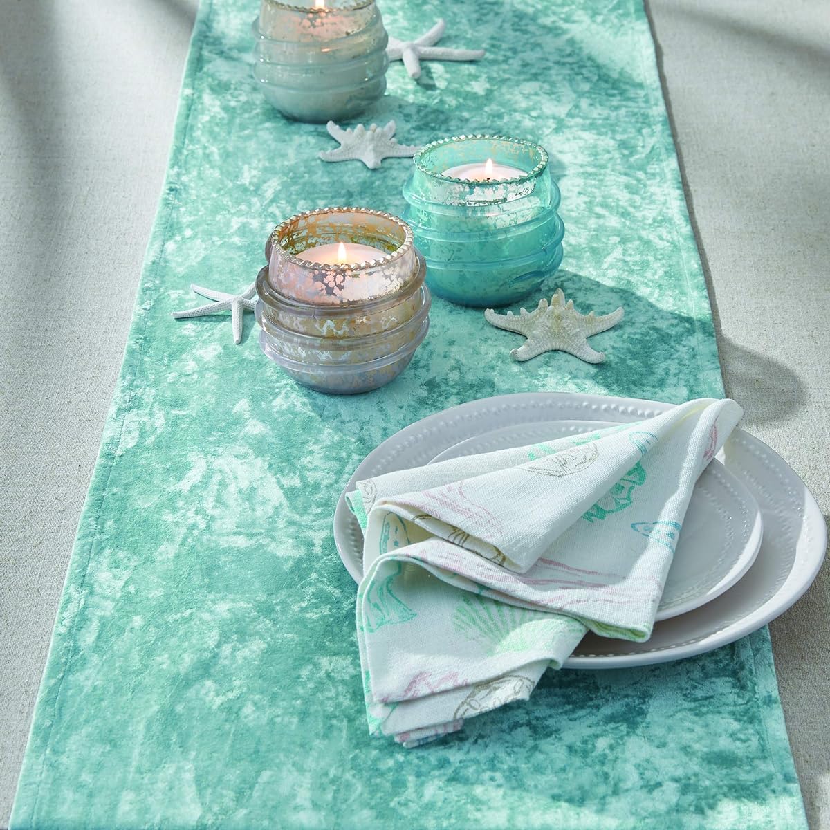 Split P Crushed Velvet Table Runner 72" Long Seafoam