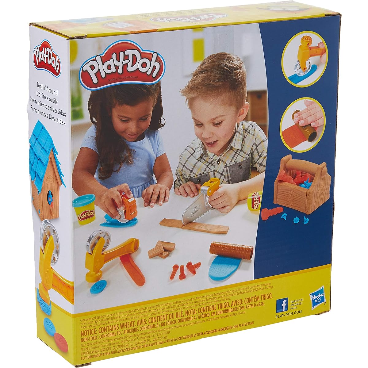 Play-Doh Toolin' Around Toy Tool Set for Kids, 3 Non-Toxic Colors