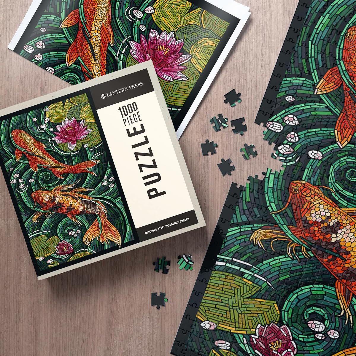 1000 Piece Puzzle Carp Paper Mosaic Made in the USA Eco-friendly Material Linen Paper Jigsaw Puzzle for Adults and Families