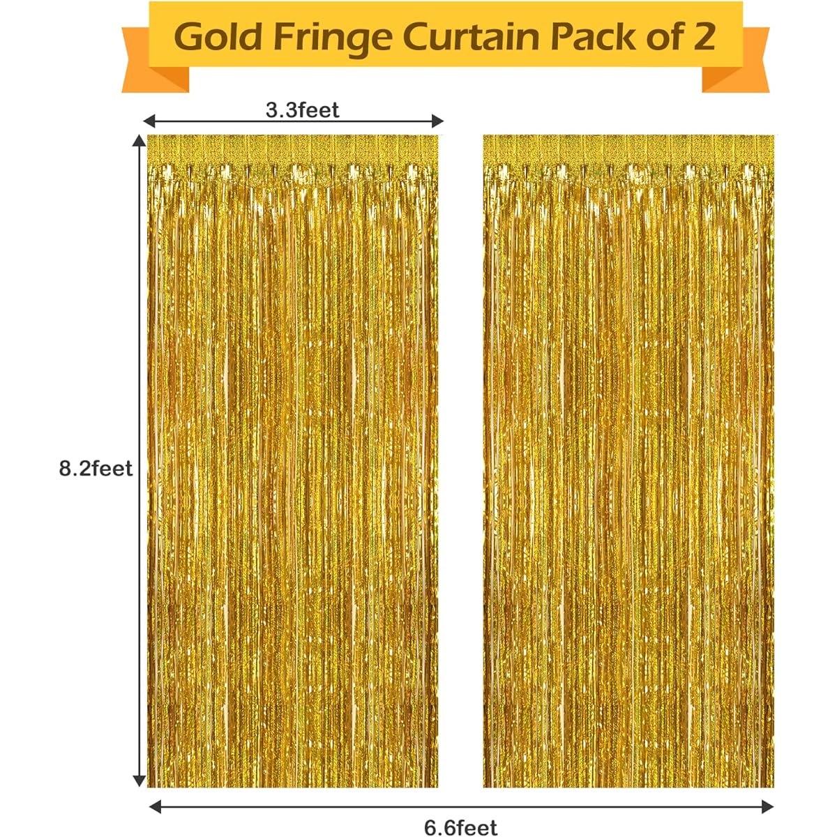 2 Pack 3.2ft x 8.2ft Gold Background Curtains for Party and Birthday Decorations