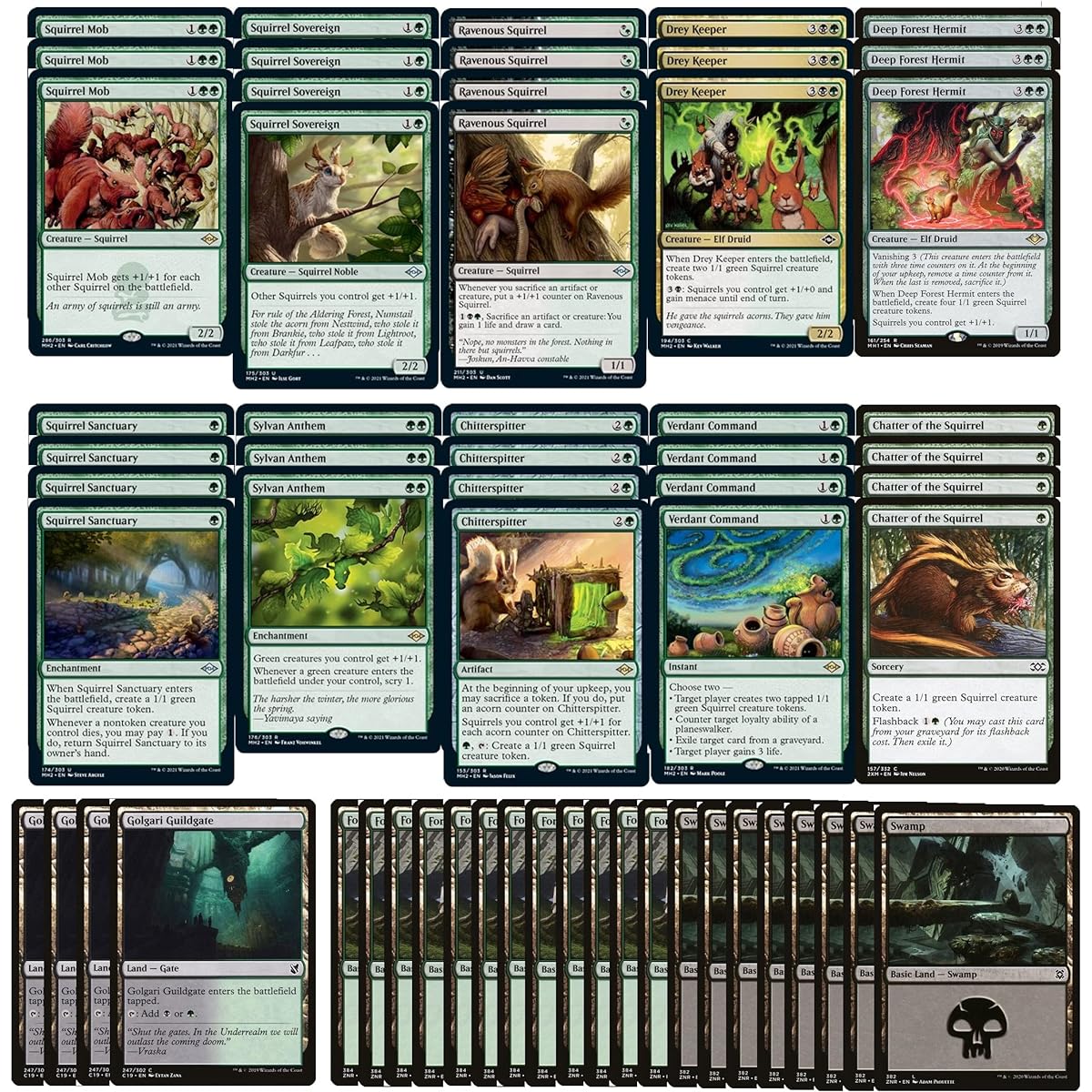 Elite Golgari Squirrel Deck - Green Black - Extremely Powerful - Modern Legal - Custom Built - Magic the Gathering - MTG - 60 Cards