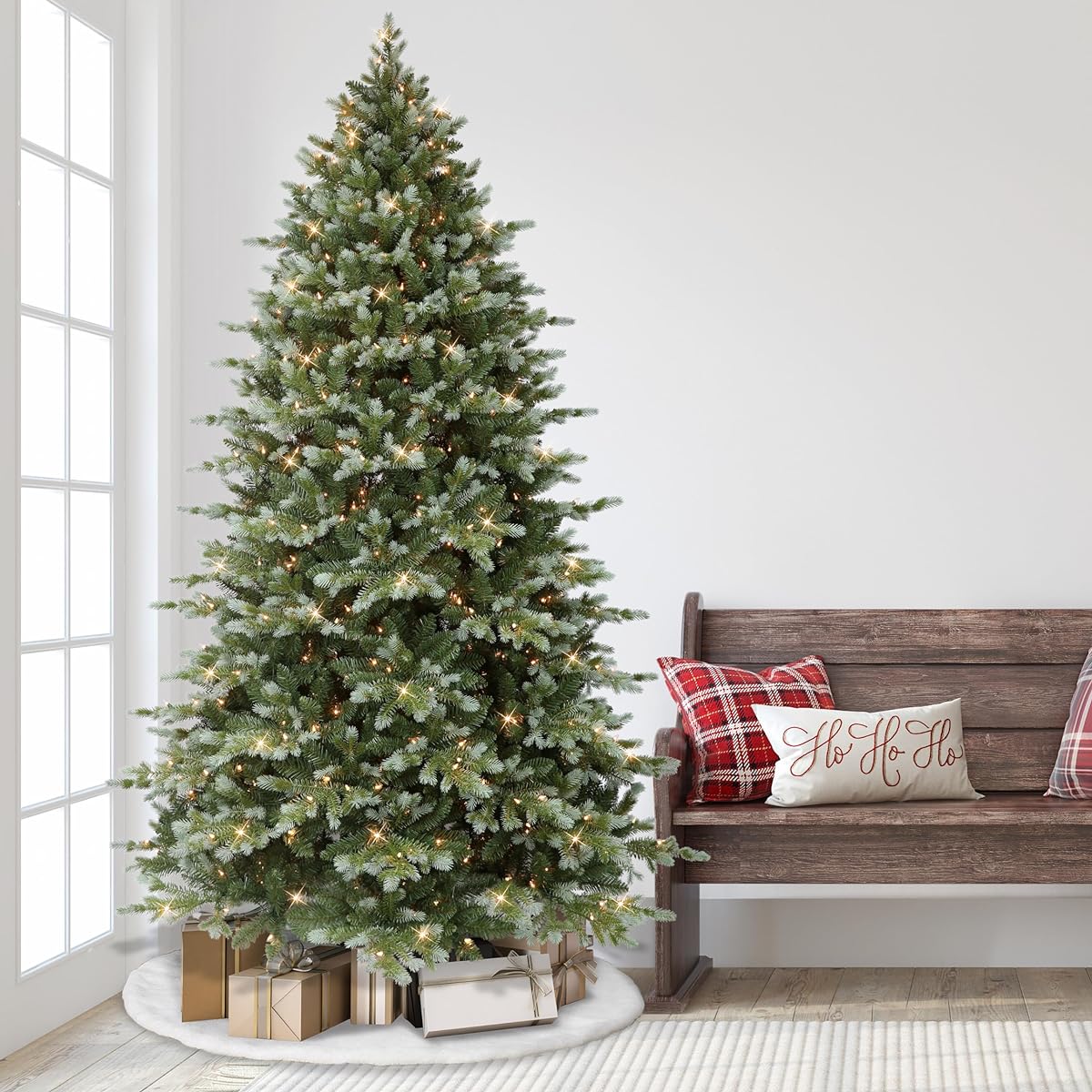 Puleo International Pre-Lit 7.5' Colorado Blue Spruce Artificial Christmas Tree, Blue/Green