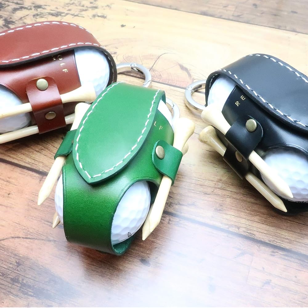 Golf Ball Case Holder Pouch Ball Holder Leather Genuine Leather Made in Japan REBOOT GOLF (Green)