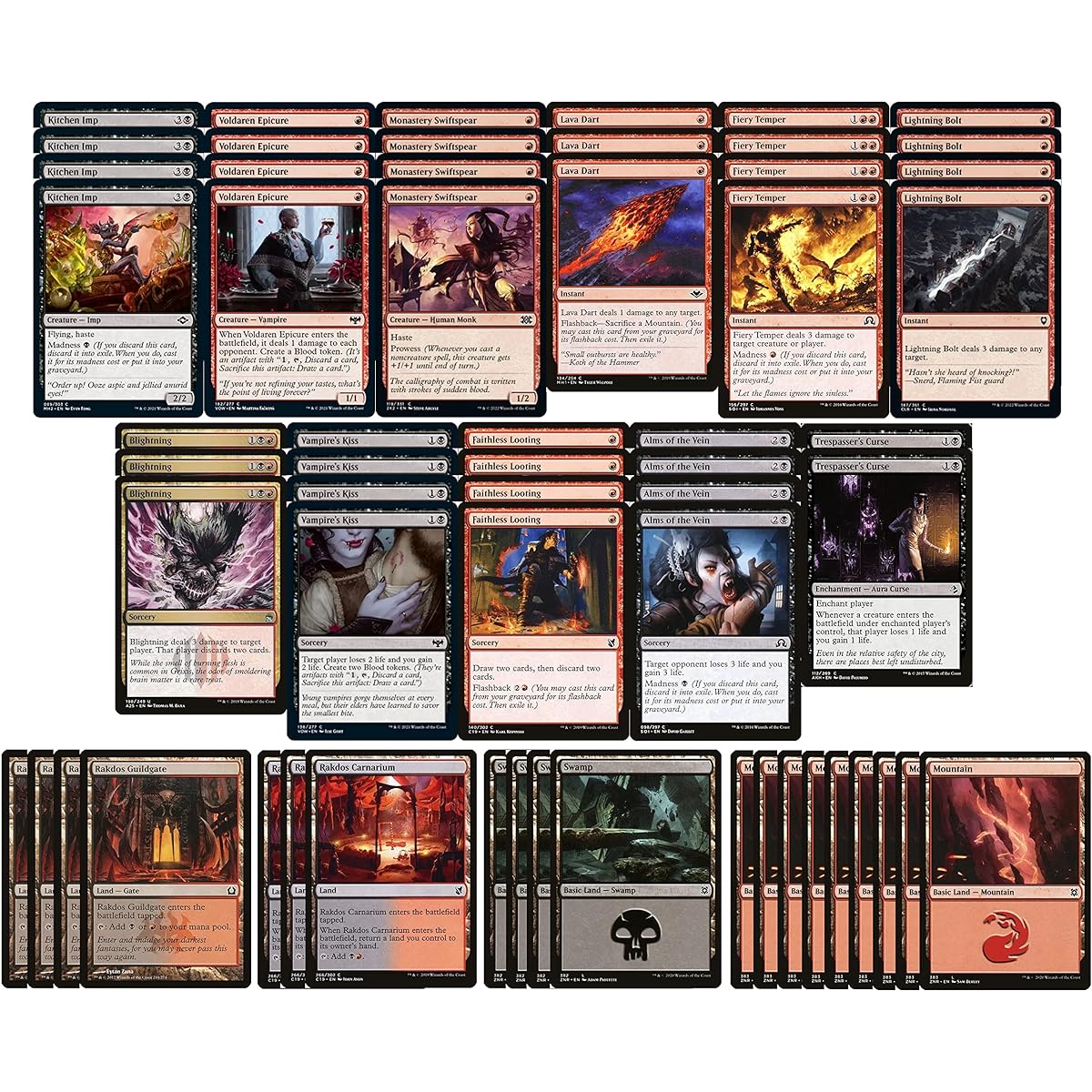 Tier 1 Rakdos Madness Pauper Deck - Black Red - Custom Built - Magic the Gathering - MTG - 60 Cards