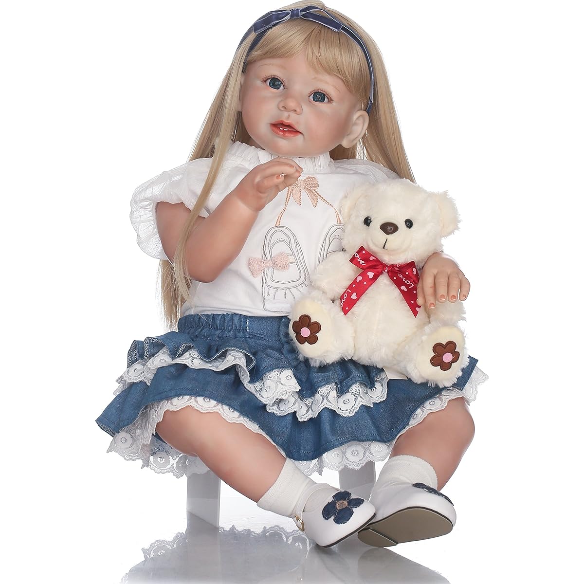 Reborn Toddler Girls Realistic 28 Inch Soft Vinyl Toddler Doll Silicone Realistic Toddler Doll for Girls Blonde Hair Cheap