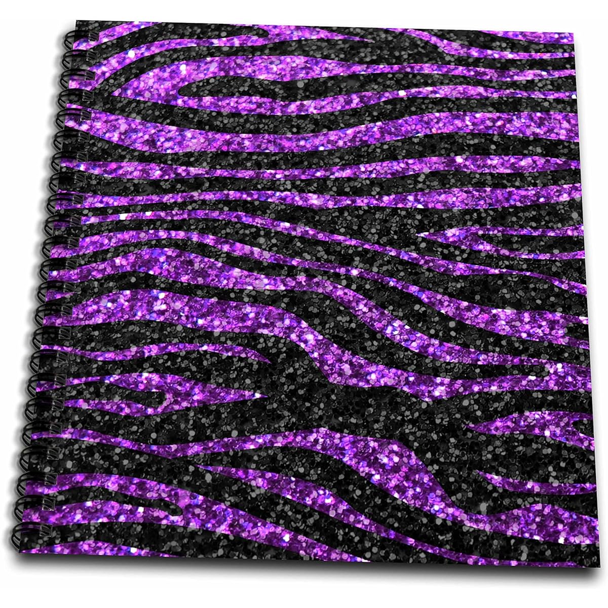 3dRose db_113175_3 Purple and Black Zebra Stripe Print Faux Bling Photo Real Glitter Sparkly Bling Mini Notepad 4x4 Inch