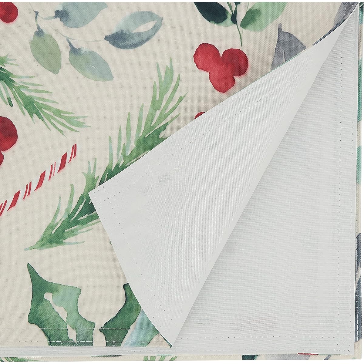 SARO LIFESTYLE Sara B Collection Christmas Leaves and Candy Cane Table Runner 16"x54" Multi