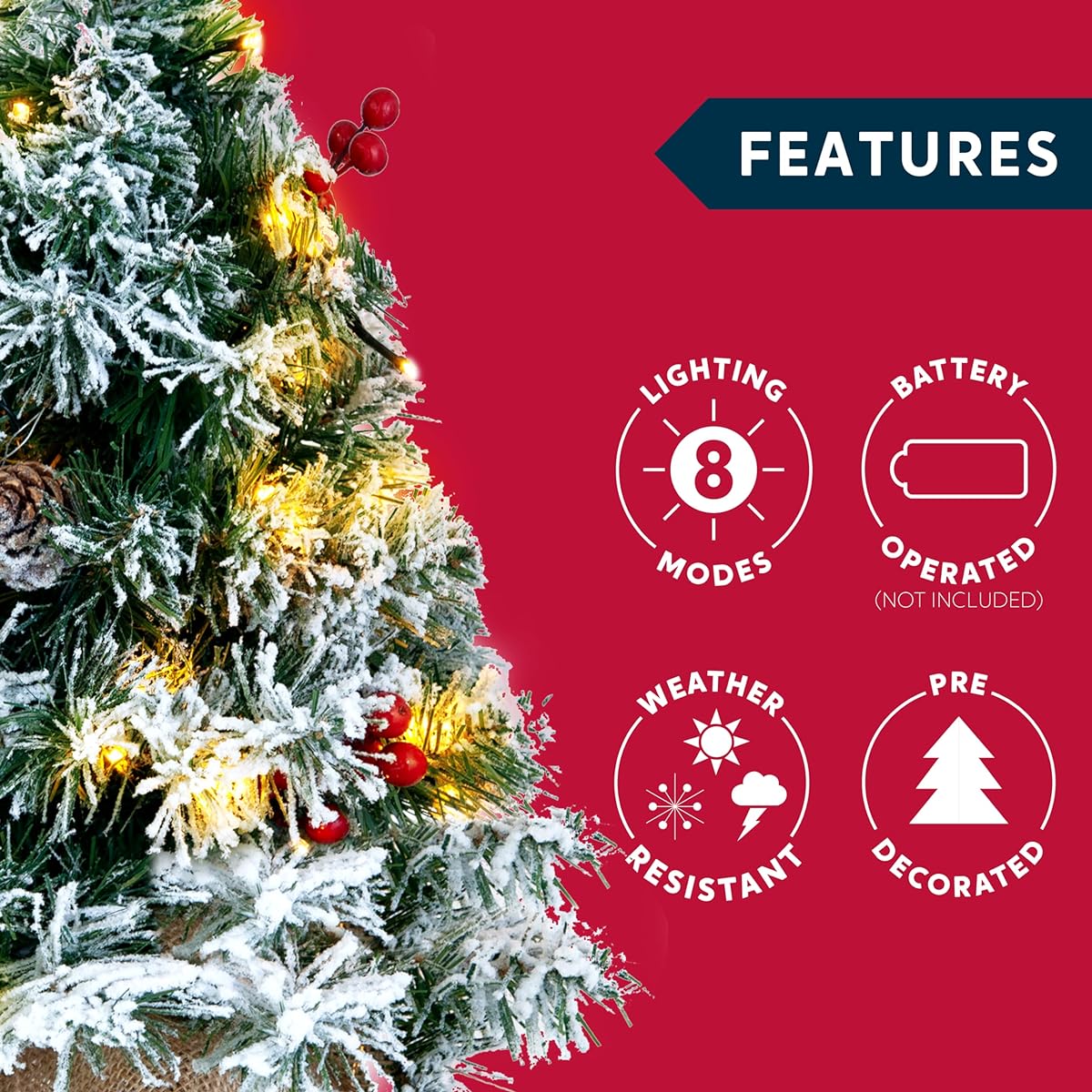 Joiedomi 20 Inch Snowflock Tabletop Christmas Tree with Lights for Best Christmas Home Decoration
