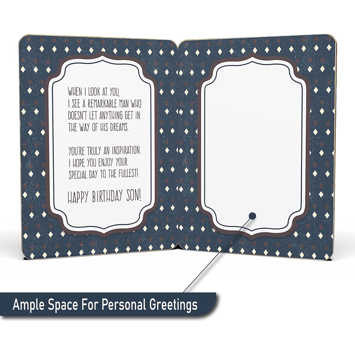 Birthday Cards for Sons Adults - | Real Bamboo | 6" x 4.5" - 1 Pack (Envelope Included) | Laser Cut Geometric Themed Son Birthday Cards | Son in Law Birthday Cards