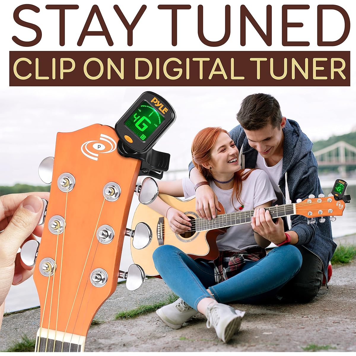 Pyle 36" Cutaway Acoustic Guitar 3/4 Size Orange Matte 6 Steel Strings Gig Bag Tuner Spare Strings Pick Strap Beginner Kids Right Handed