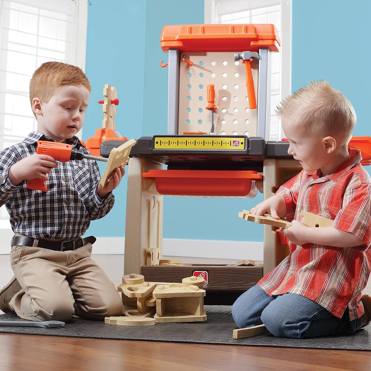 Step2 Handyman Kids Workbench - 30+ Toys, Accessories, Interactive Features, Realistic Pretend Play - Indoor/Outdoor Tool Bench for Kids - Dimensions 35.4" H x 36.4" W x 13" D