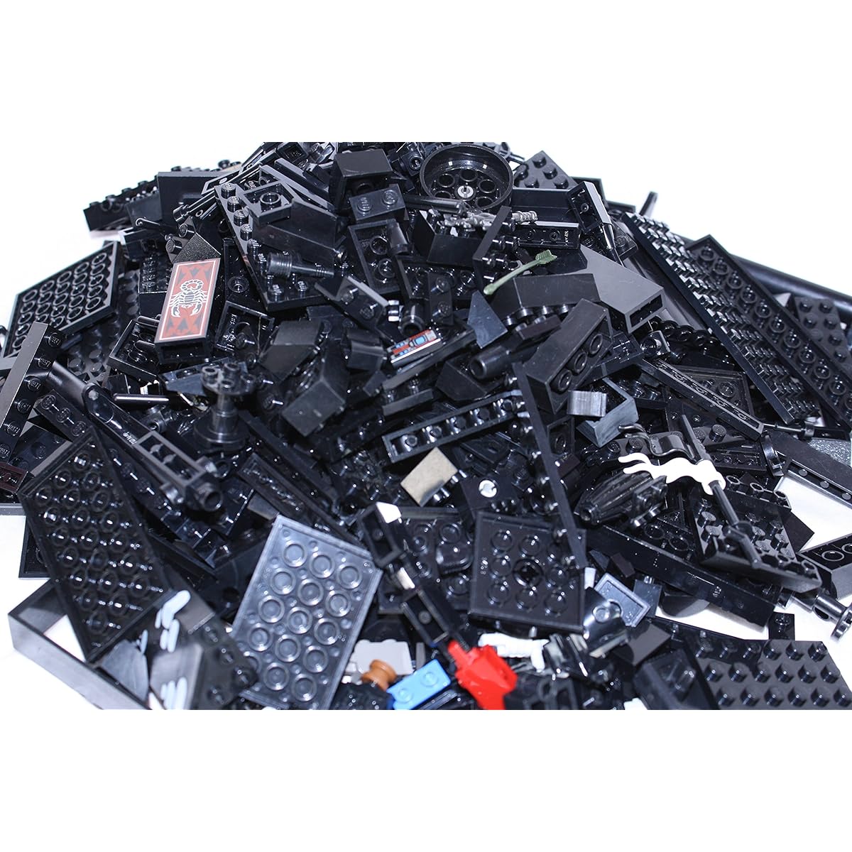 LEGO~ ONE POUND of BLACK LEGO BRICKS, BLOCKS, PLATES ASSORTED SIZES