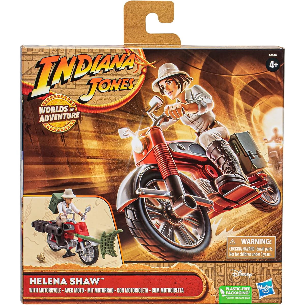 Indiana Jones World of Adventure Helena Shaw Action Figure with Motorcycle Toy 2.5" for Kids Ages 4+