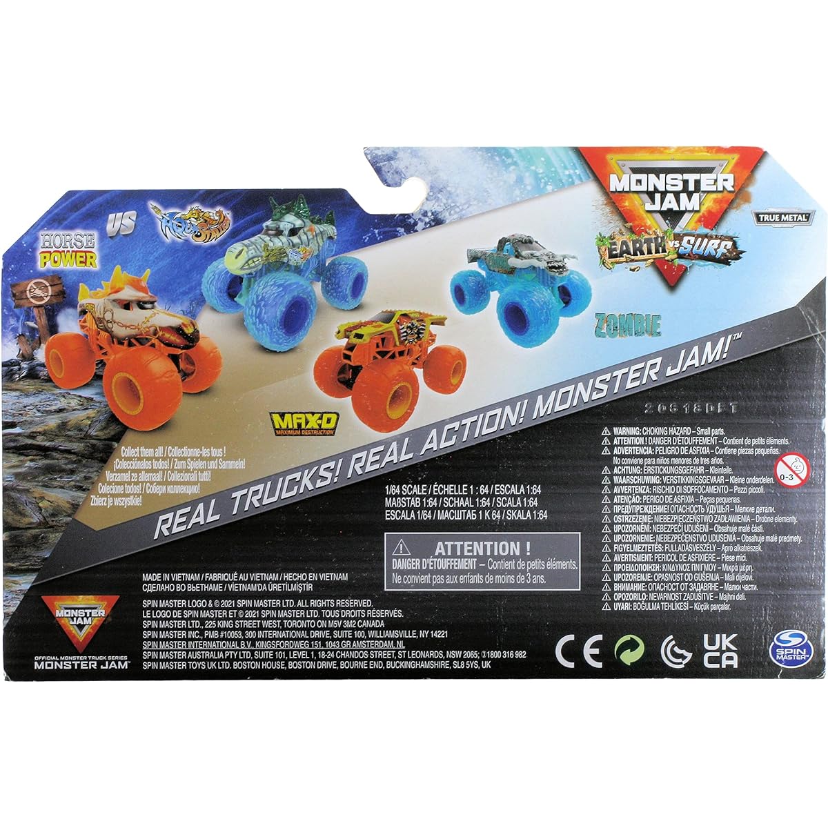 Monster Jam 2022 Earth vs Surf Series 2 Pack Horsepower vs Aqua Stallion