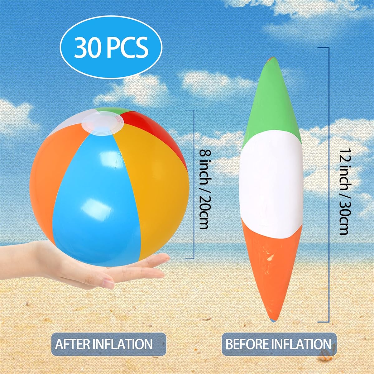 LYDTICK Beach Balls 30 Pack Bulk Inflatable Pool Toys Beach Toys Kids Beach Balls for Summer Water Games