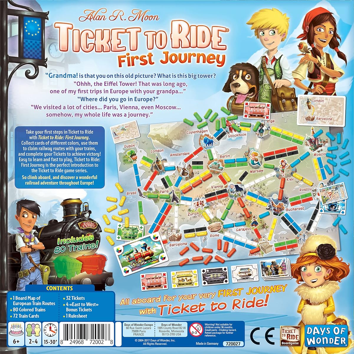 Days of Wonder | Ticket to Ride First Journey Europe Board Game | Ages 6+ | For 2 to 4 players | Average Playtime 15-30 Minutes