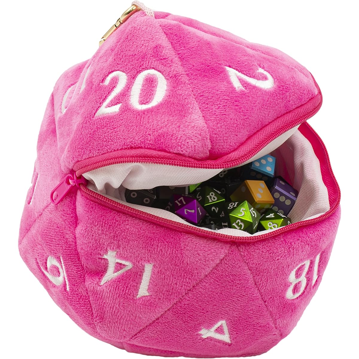d20 Plush Dice Bag - Hot Pink