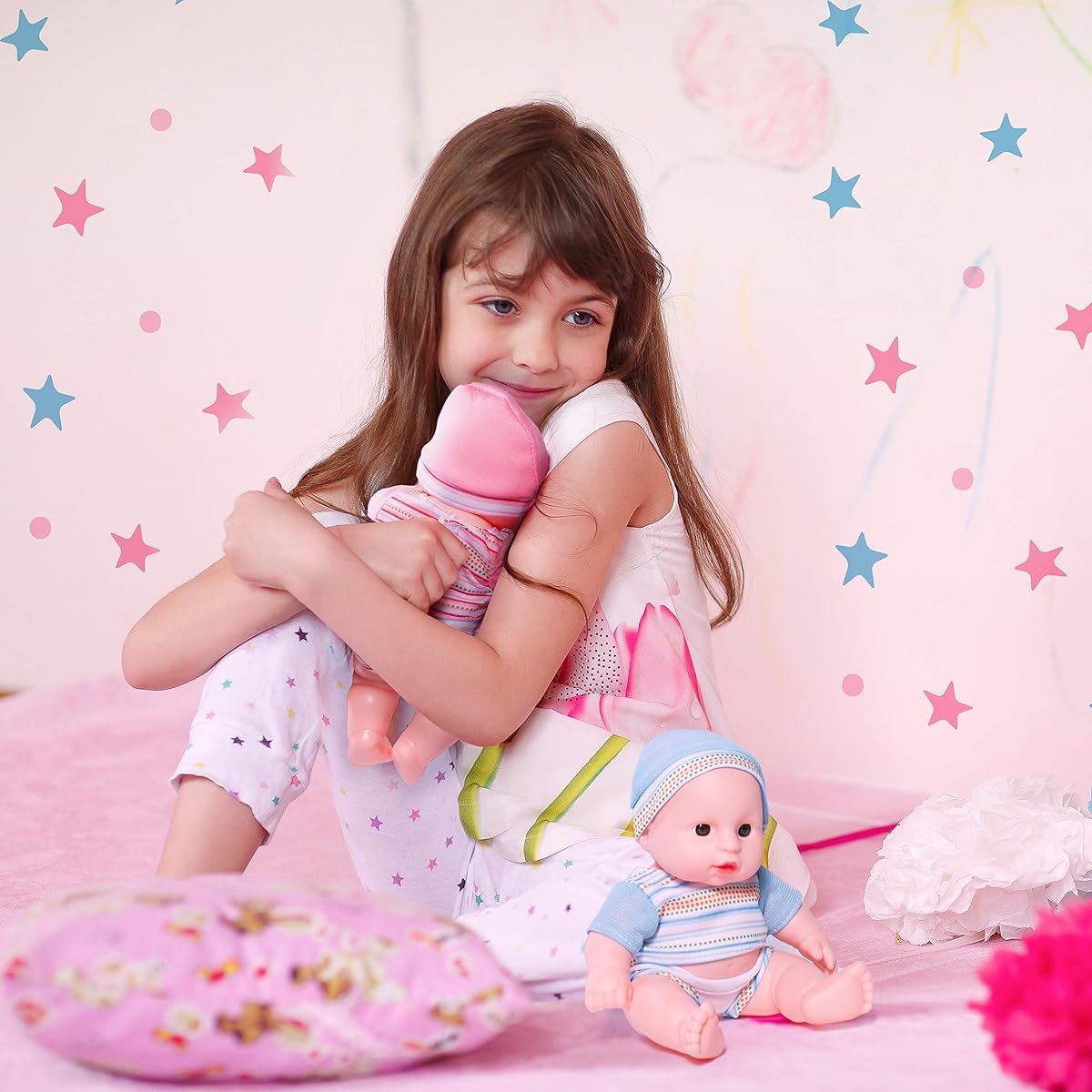 Prextex Mini Twin Doll Set - 7.5 Inch Cute Baby Twin Dolls Boy and Girl Set - Baby Doll Accessories, Perfect Gift for Baby and Toddler Girls