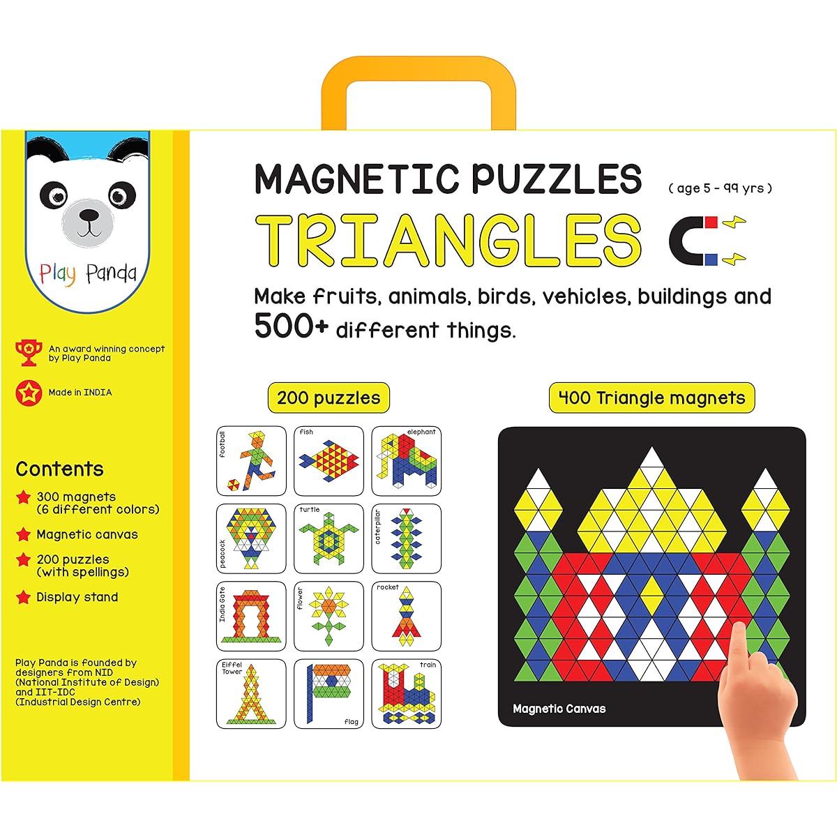 Play Panda Magnetic Puzzle Triangles 500 Colorful Magnets, Medium