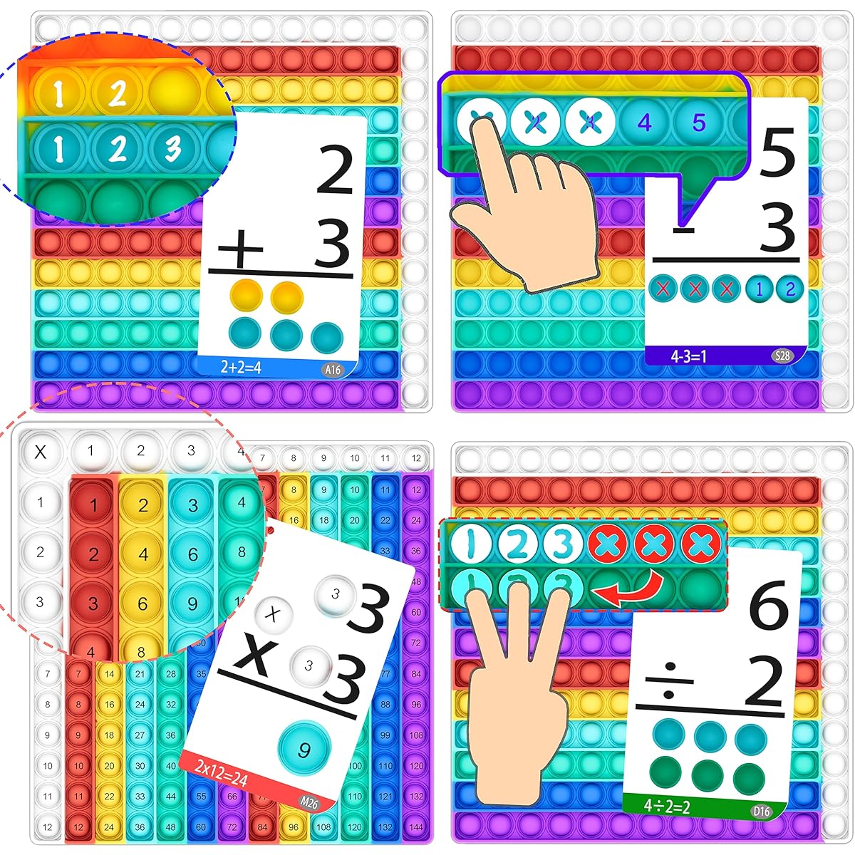 cOOva Multiplication Game - Large Multiplication Chart Math Fidget Toy - Learning Game Math Toy - Multiplication Pop 12x12 Math Maneuver - Multiplication Machine Times Table