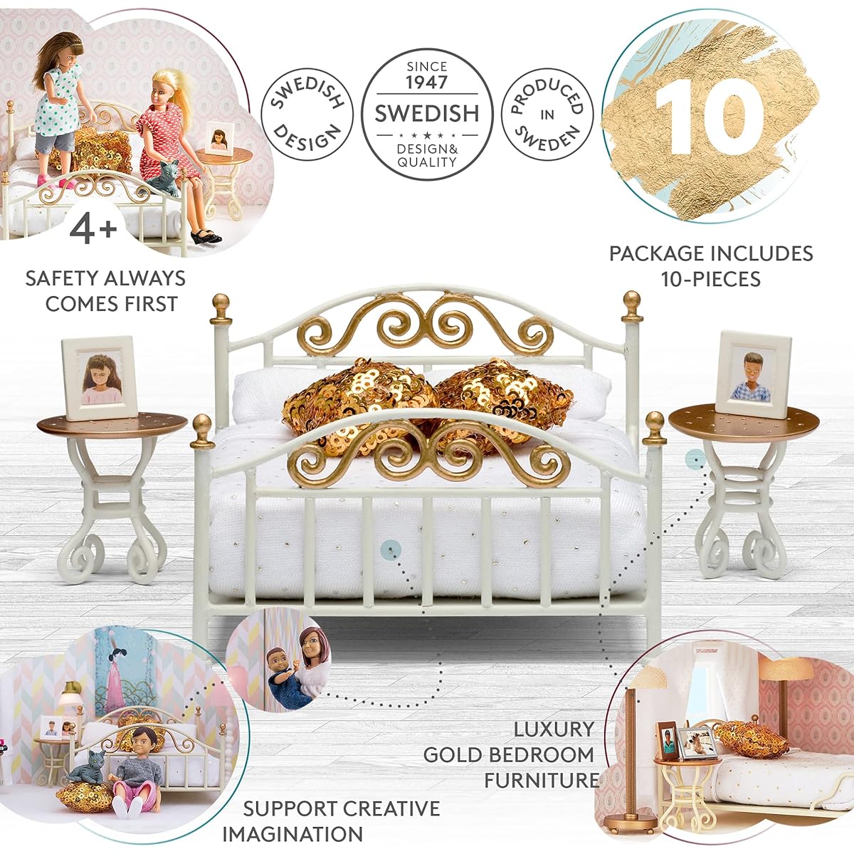 Lundby Smaland 2016 Brass Bed Set