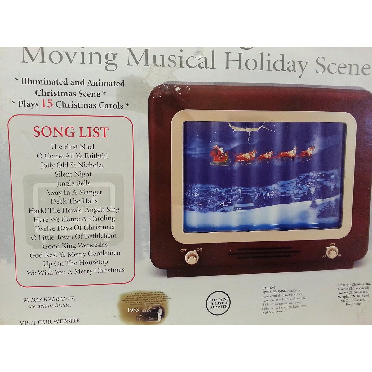 Mr. Christmas Santa's Sleigh Moving Musical Holiday Scene - Illuminated and Animated Christmas Scene Plays 15 Christmas Carols
