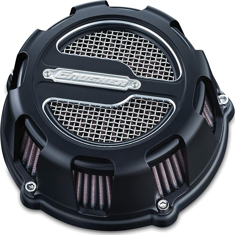 Kuryakyn 9881 Crusher Maverick Air Cleaner/Filter Assembly for Motorcycles Custom Application Satin Black