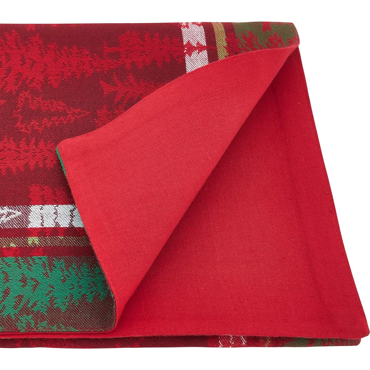 Saro Lifestyle Christmas Tree Plaid Table Runner, Multi, 13" x 120"