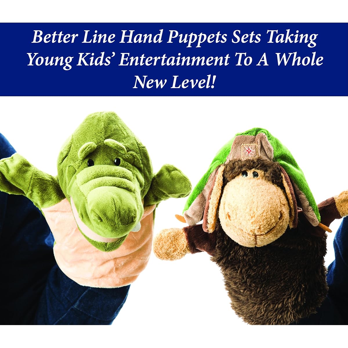 BetterLine Animal Finger Puppets Set of 2 Premium Quality 9.5 Inch Soft Plush Finger Puppets for Kids Perfect for Storytelling, Education, Preschool and Role Play NY6080