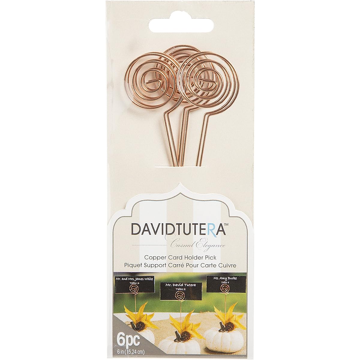 Darice David Tutera 6 Piece Circle Copper Card Holder Picks