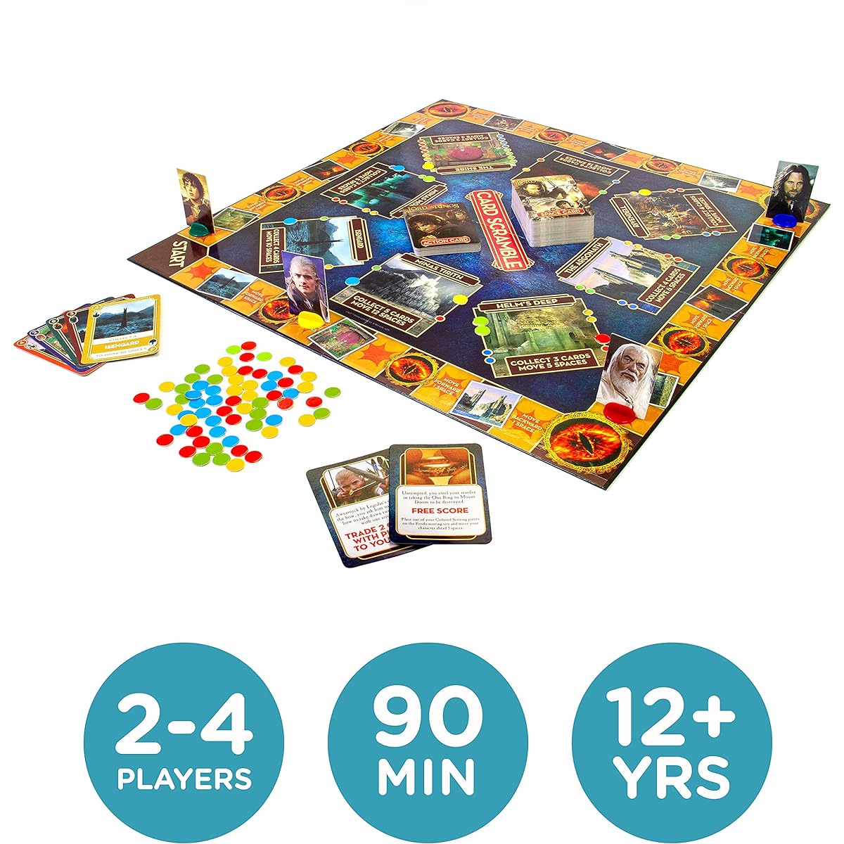 AQUARIUS Lord of the Rings Card Scramble Board Game - Fun Family Party Game for Kids, Teens and Adults - Great Game Night Gift - Officially Licensed Merchandise