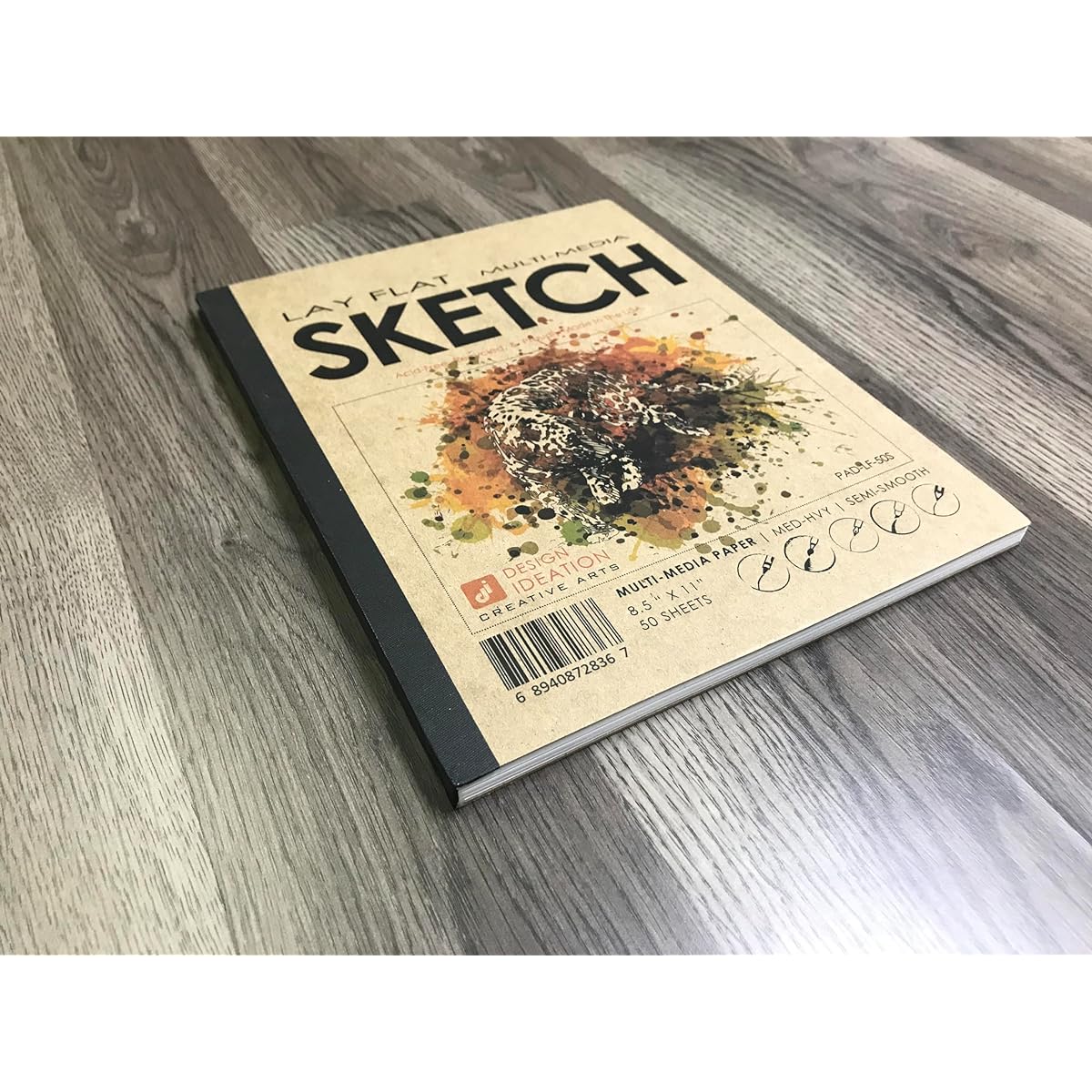 Design Ideation Lay Flat Multimedia Sketch Pad Removable Sheet Sketchbook Pencil, Ink, Marker, Charcoal, Watercolor Perfect for Painting Art, Design and Education 8.5 x 11 Inches