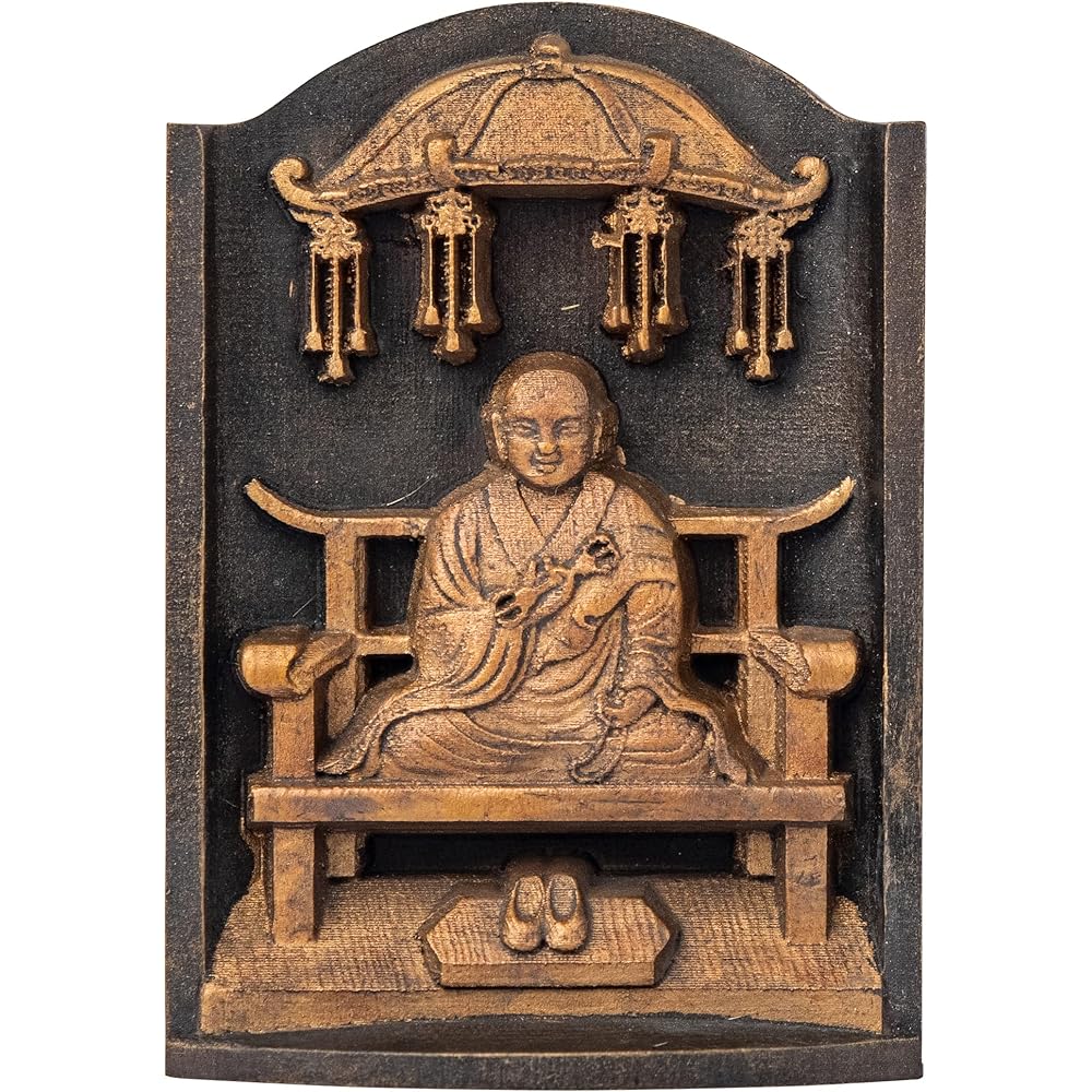 Zeku Kobo Daishi Kukai Buddha statue with Zushi (gold antique finish) Koyasan Kongo Sanmai-in prayer _Shingon sect Fudo Myoo Dainichi Nyorai Zodiac amulet principal image (T00254-N