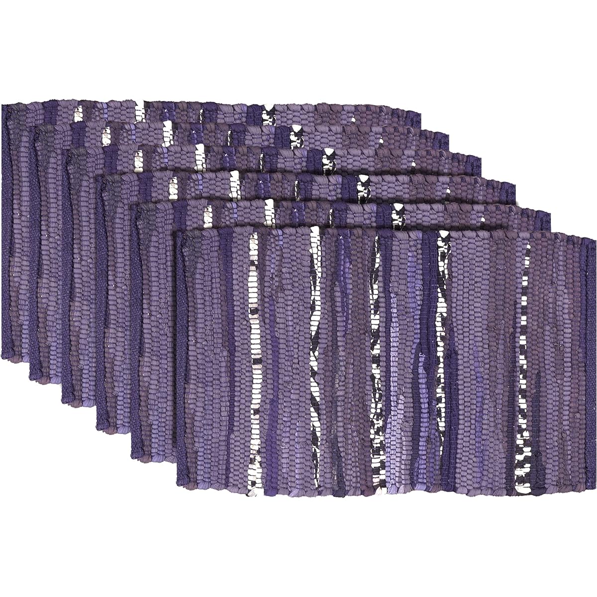 HOMEMONDE Chindi Placemats 13 x 19 Inch Reversible Cotton Table Mats Set of 6 for Dining Table, Navy Blue
