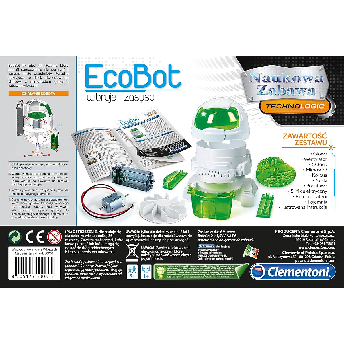 Clementoni - 50061 - Scientific and fun robotics EcoBot robot version for children from 8 years old Poland