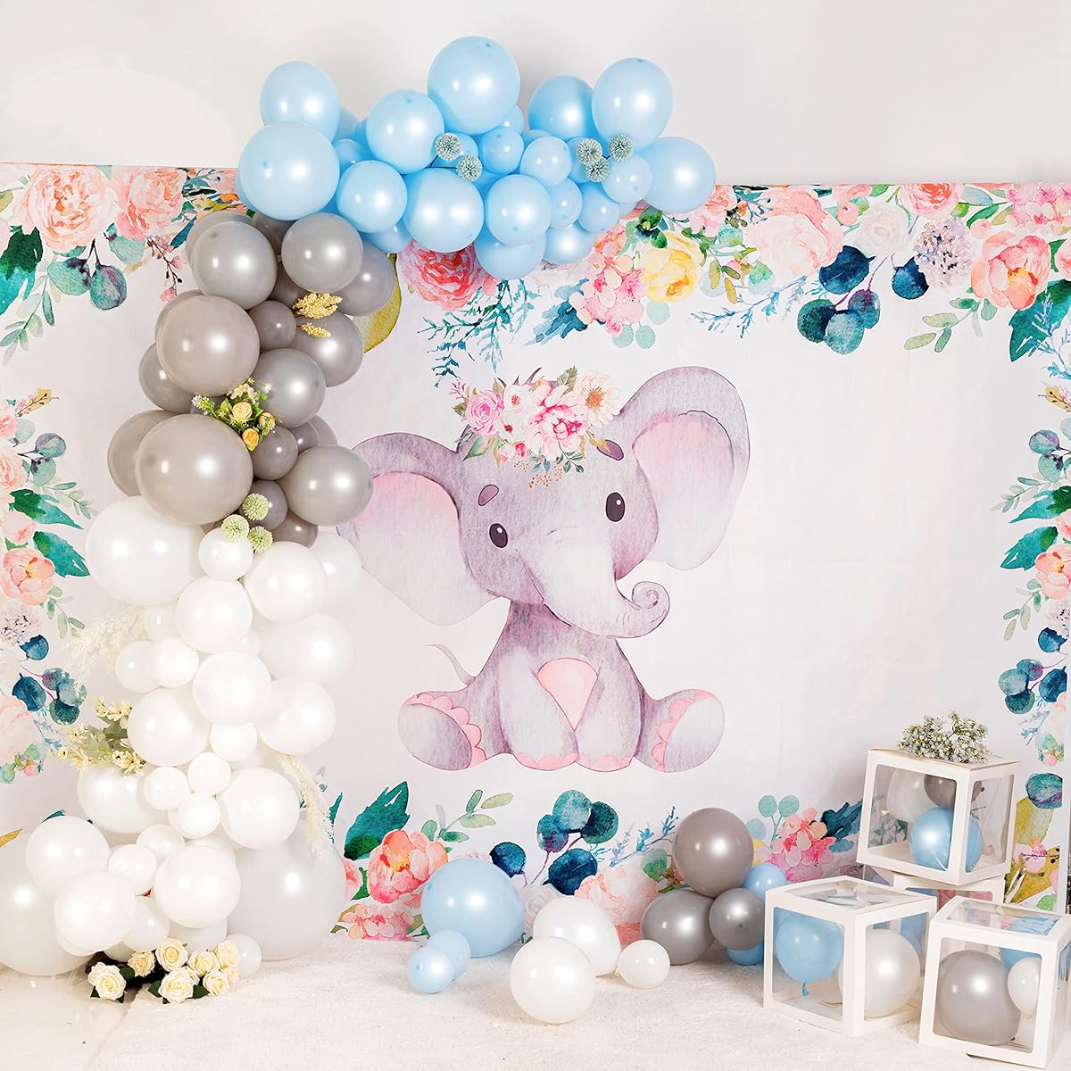 PARTYNOW Balloon Garland Arch Kit White Gray Macaron Blue Balloon Garland Baby Shower Anniversary Birthday Christmas Wedding Party Decoration 134 Pieces
