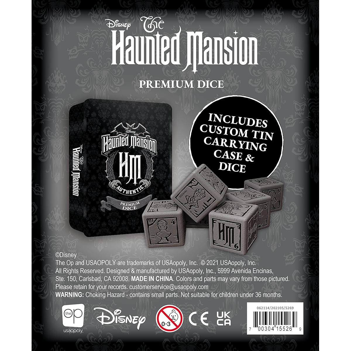 Disney The Haunted Mansion Premium Dice Set | Collectible d6 Dice | Custom Dice with Collectible Tin Case | Officially Licensed Disney 6 Sided Dice