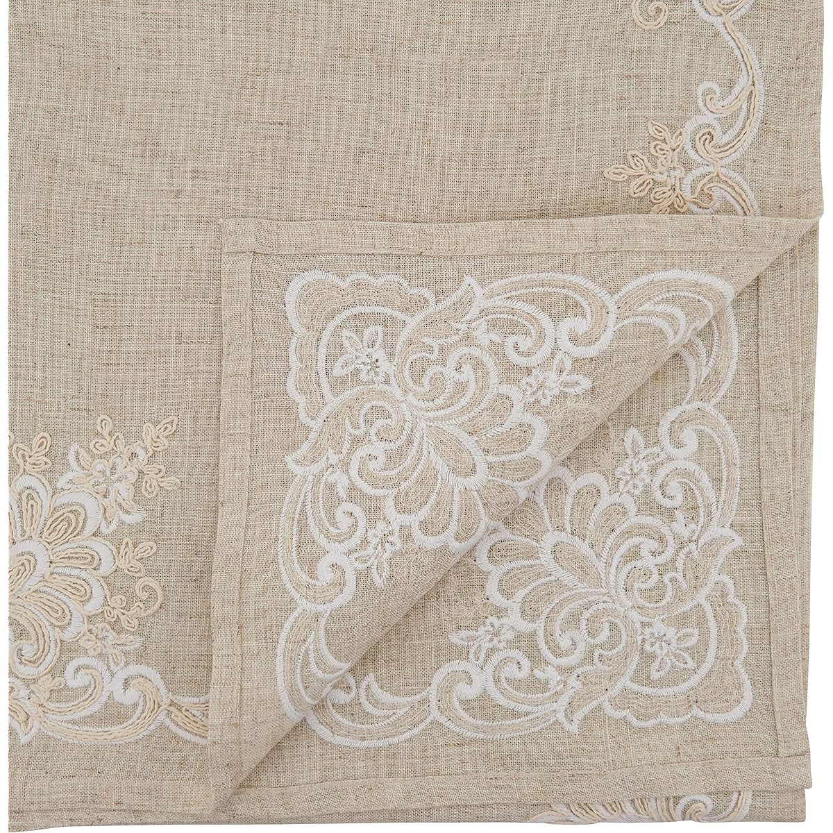 SARO LIFESTYLE Valentine Collection Embroidered Design Table Runner 16" x 72", Natural