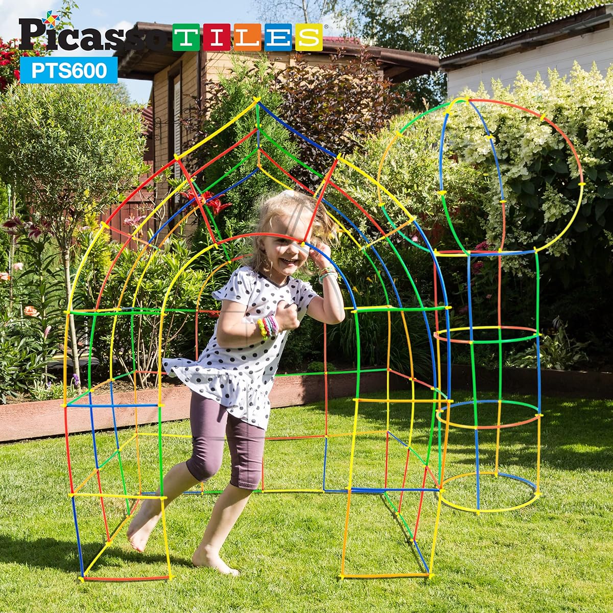 PicassoTiles 600 Pieces Building Toy Straw Building Set, Kids STEM Learning Interlocking Building Toys, Creative Straw Interlocking Builder Kit, Early Learning Kit for Kids, Ages 6+ Boys and Girls, PTS600, Multicolor