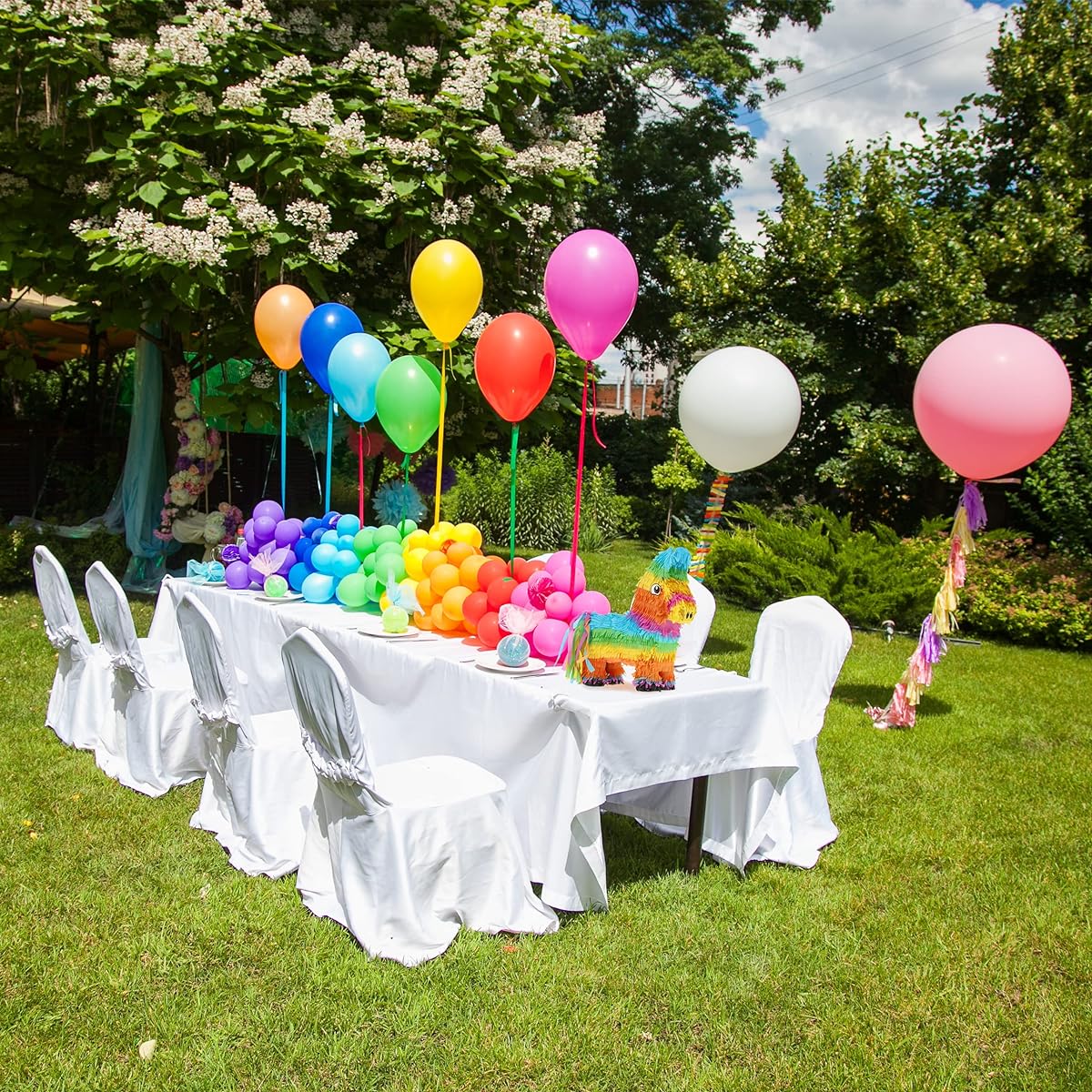 Relaxdays Pinata, Donkey, Llama, Birthday, Hanging, Girl and Boy, HWD 38 x 35 x 12 cm, Rainbow, Colorful, 80% Cardboard 20%