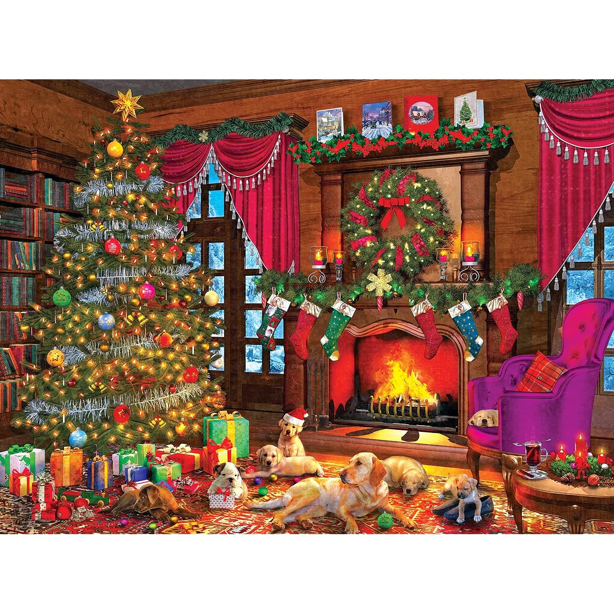 Kodak Premium Holiday Light Up Jigsaw Puzzle 500 Piece Christmas Puppies