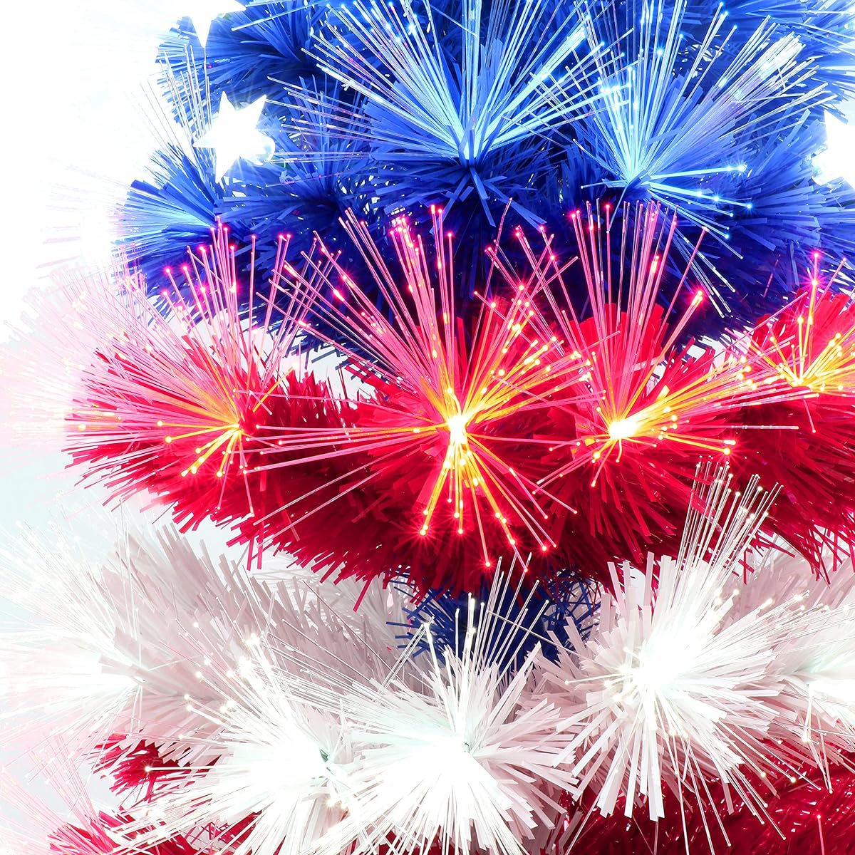 Puleo International Pre-Light 4ft Fiber Optic Patriotic Artificial Christmas Tree Red/White/Blue