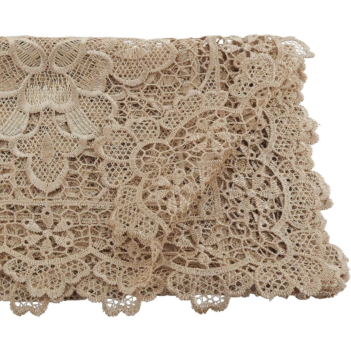 Occasion Gallery Ecru Beige Vintage Style All-Over Lace Table Runner, 15" x 66", Rectangle, 100% Polyester (1 Piece)