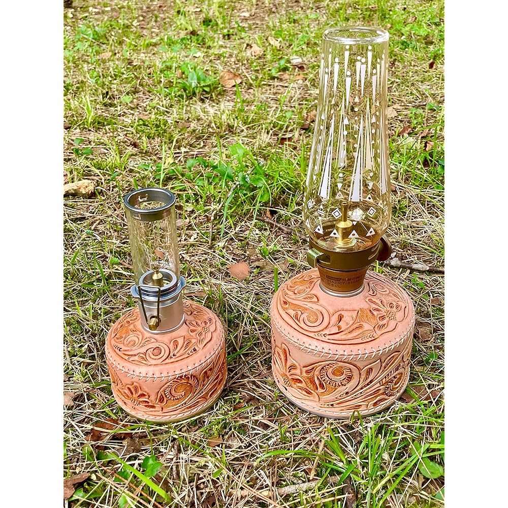 Cowhide carving OD can cover handmade tanned leather gas cartridge cover (for 110/250)