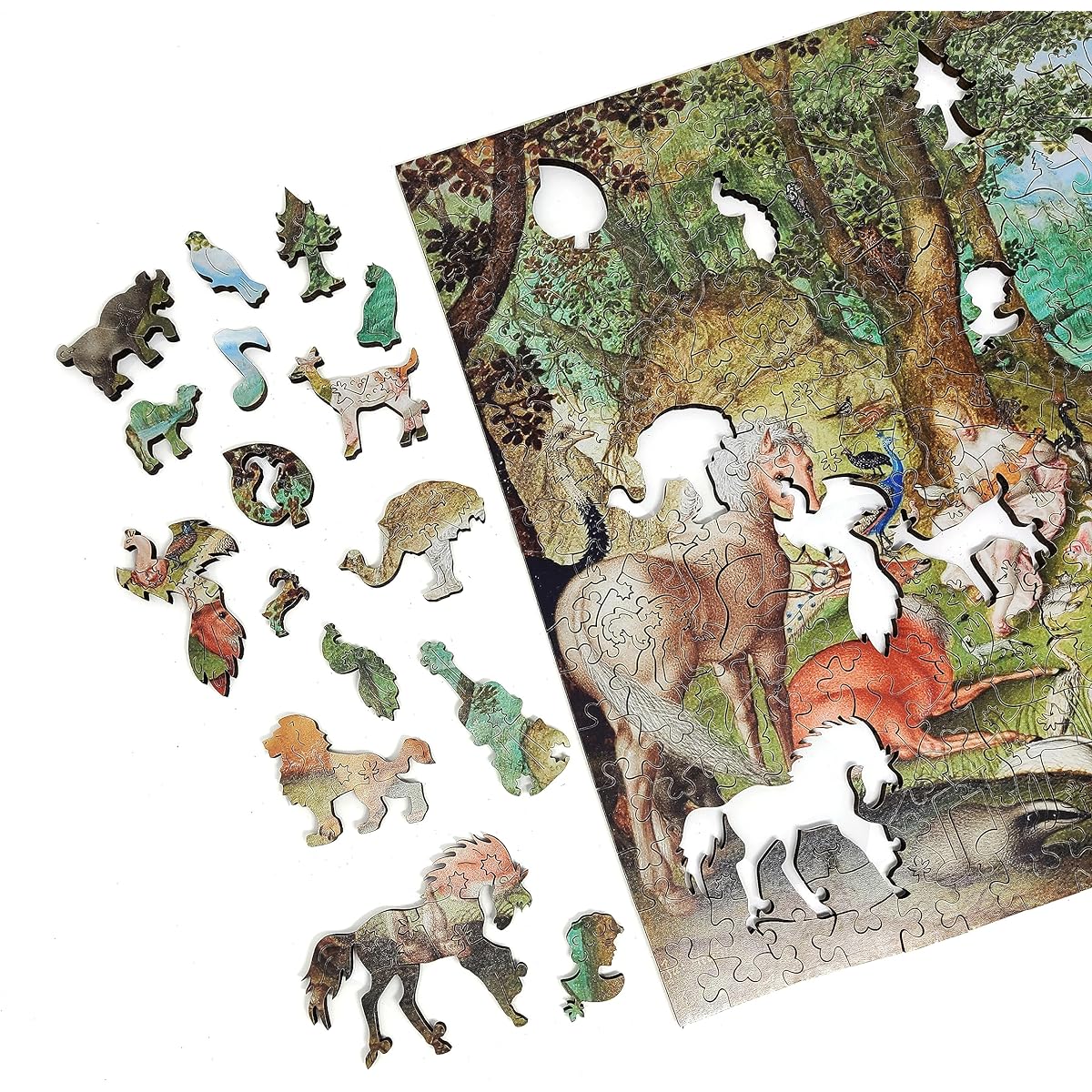 Wooden Jigsaw Puzzle for Adults with Special Shaped Pieces FoxSmartBox 390 Piece Orpheus Charming Animals