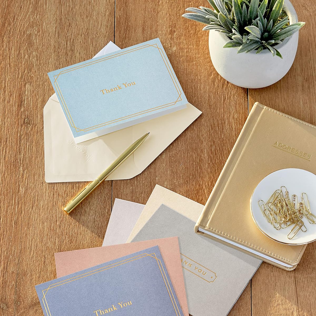 Hallmark Thank You Card Assortment, Gold Foil (24 Thank You Notes with Envelopes)