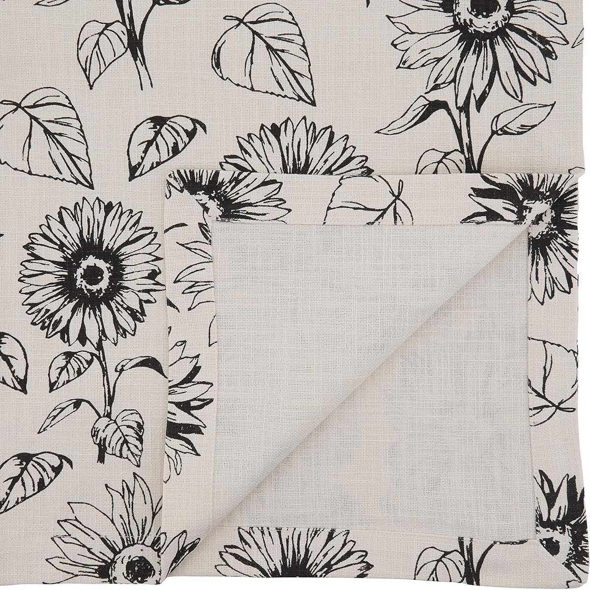 SARO LIFESTYLE Verity Collection Sunflower Design Table Runner, 14" x 72", Ivory